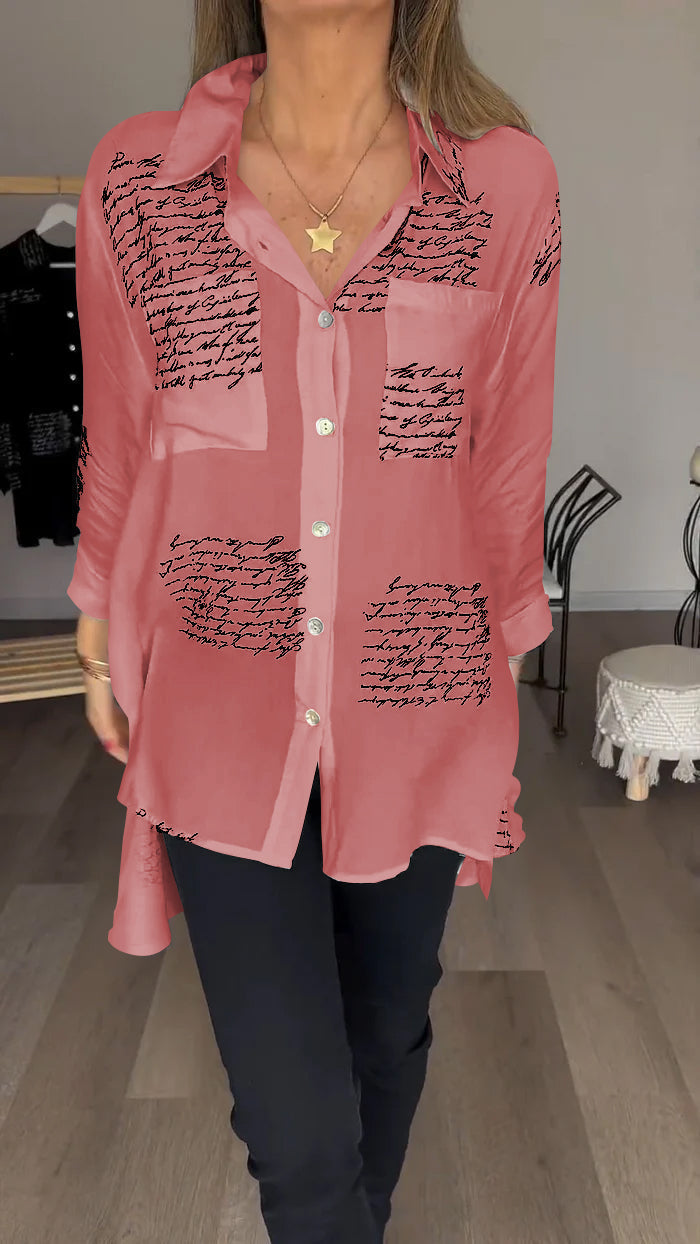 Lapel shirt with letter print