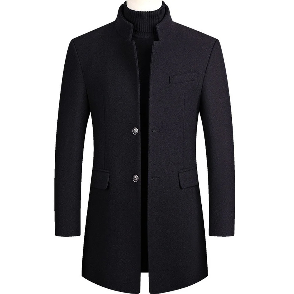 Modern stand-up collar coat with slim fit