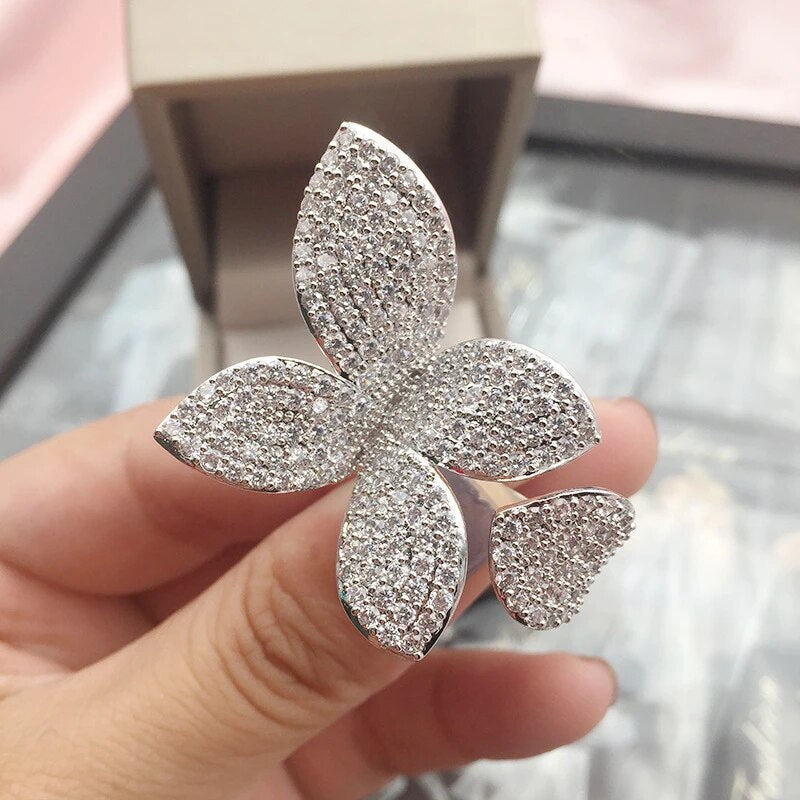 Oversized Silver Leaf Ring