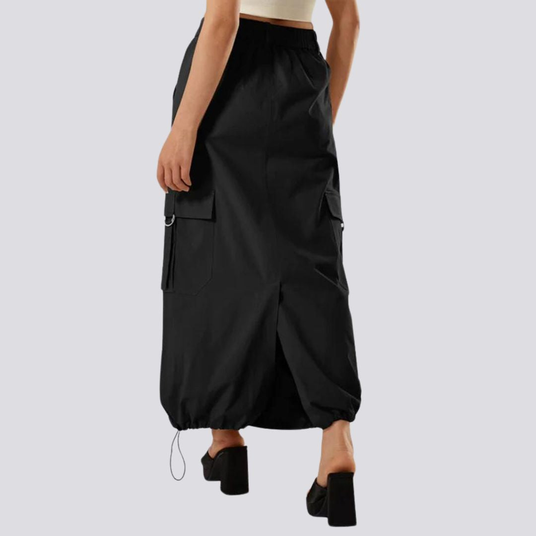 Casual cargo skirt with drawstring and flap pockets