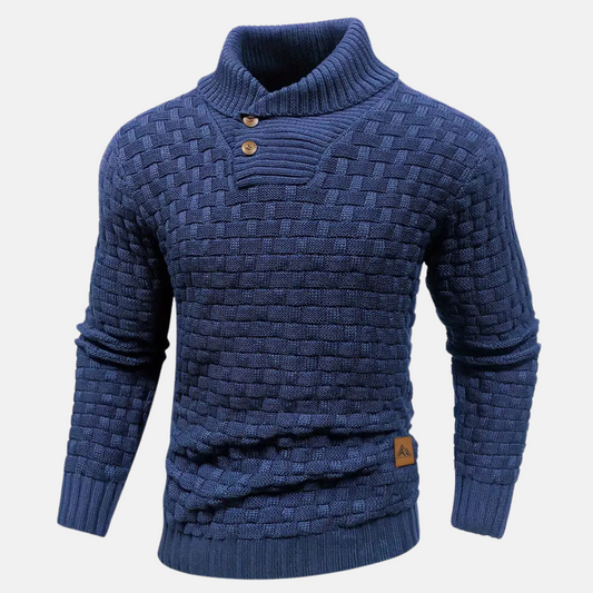 Men - Knitted Jumper - Comfortable Blue Sweater - Stylish Knitwear for Every Occasion