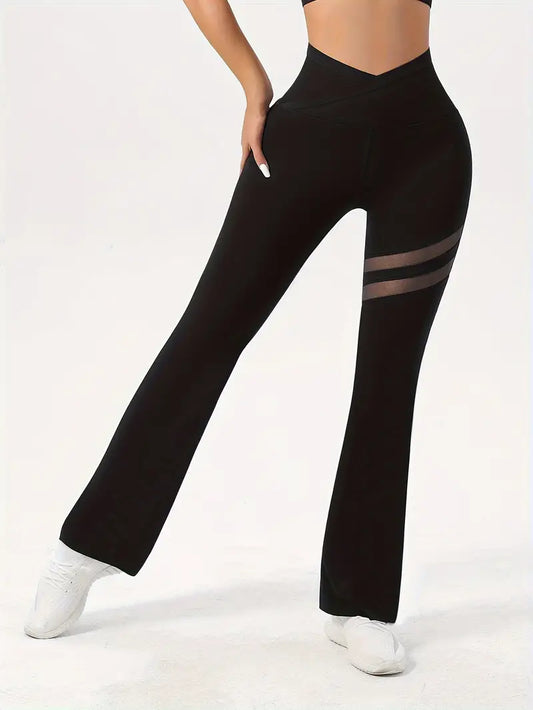 Plain Coloured Mesh Split Tight Trousers