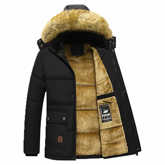 Jacket with fur hood and fleece lining