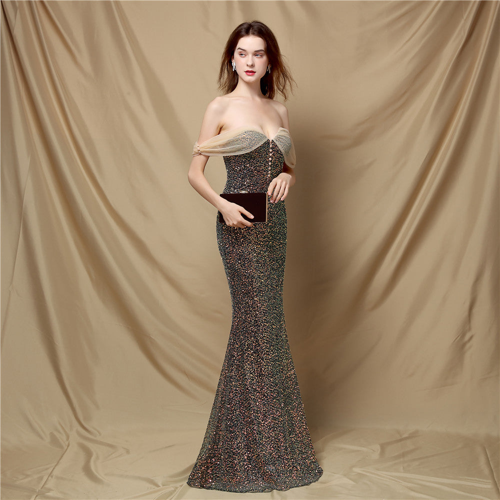 Elegant Banquet Classic Mermaid Velvet Evening Dress