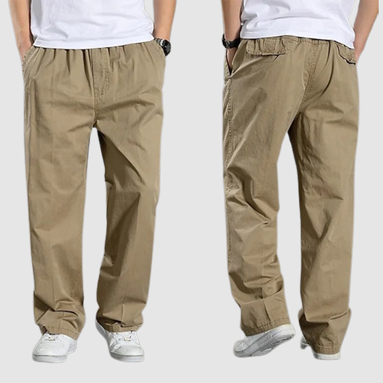 Elastic Waist Straight Men's Cargo Trousers