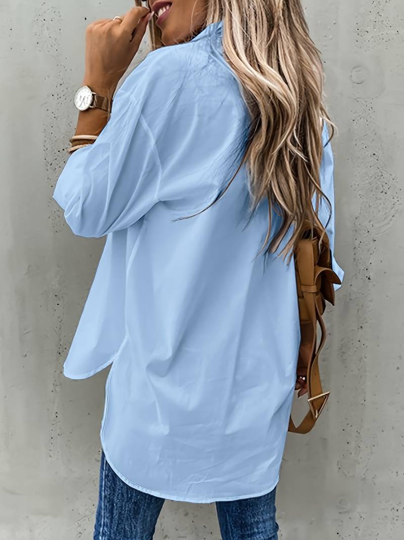 Loose long-sleeved pocket shirt