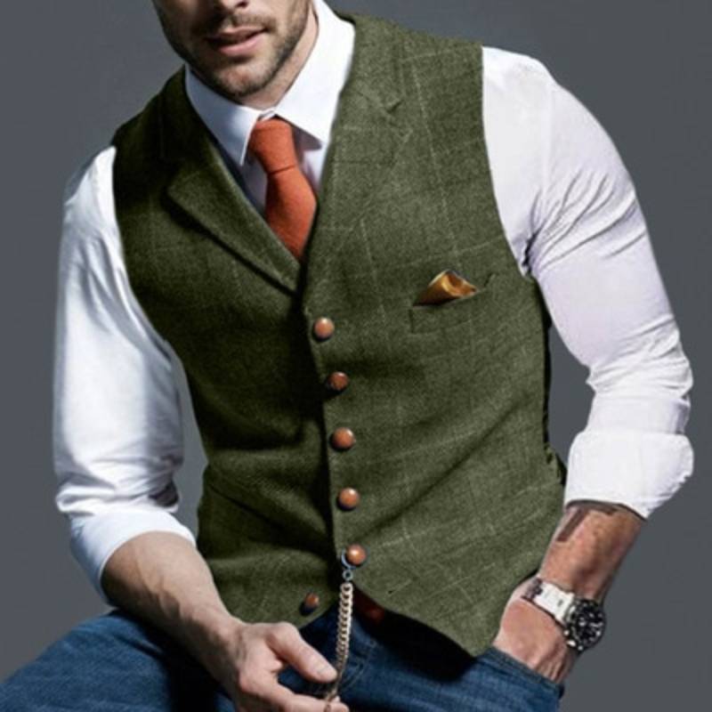 Men's Elegant Checked Waistcoat - Stylish and Sophisticated - Perfect for Formal Occasions