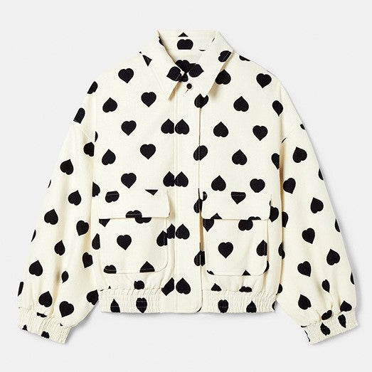 Women - Jacket - Stylish Loose Lapels & Heart Pattern - Comfortable Fashionable Outerwear