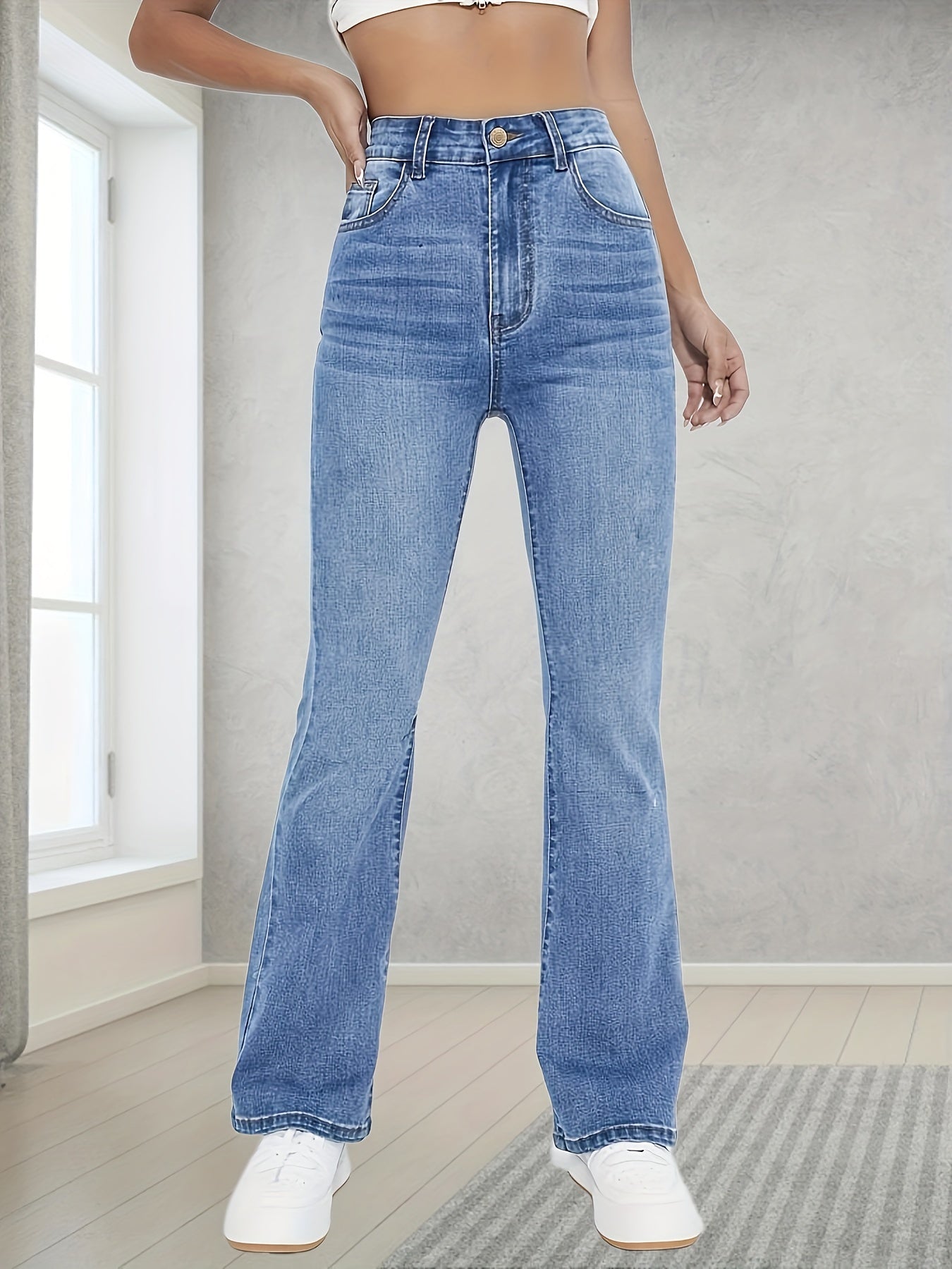 Light blue bootcut jeans