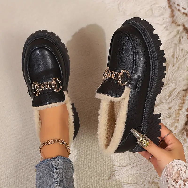 Women - Chain Loafers - Stylish Cotton - Trendy Casual Footwear for Every Occasion