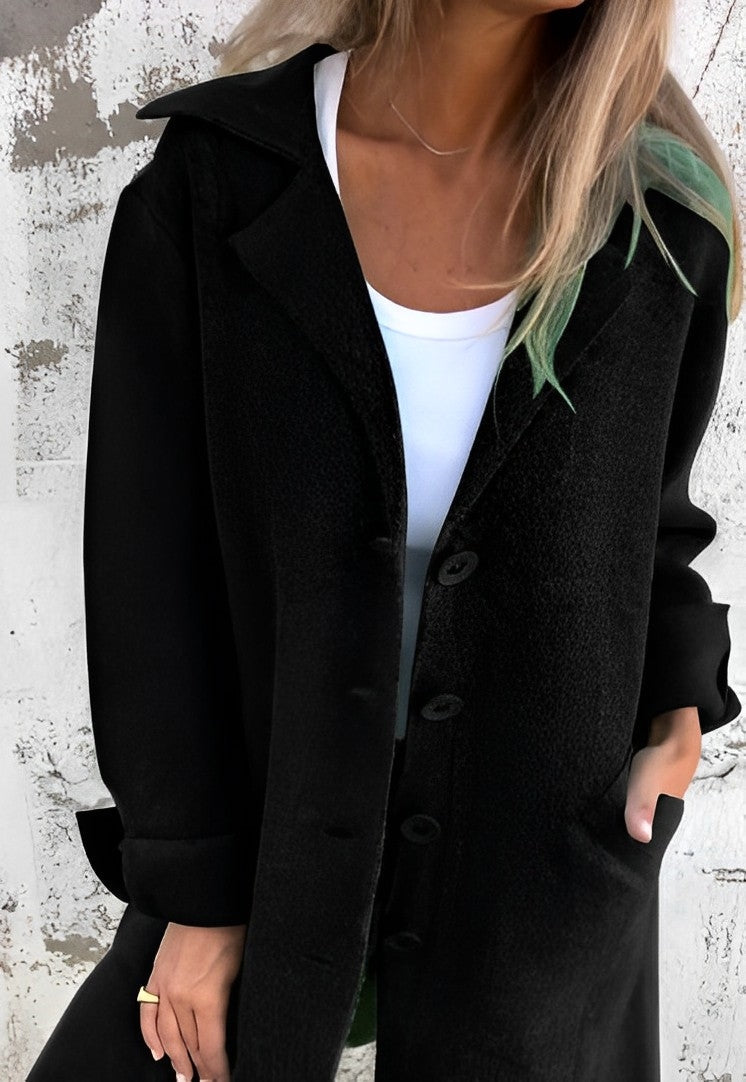 Women - Long Coat - Loose Fit with Pockets - Stylish and Comfortable Outerwear