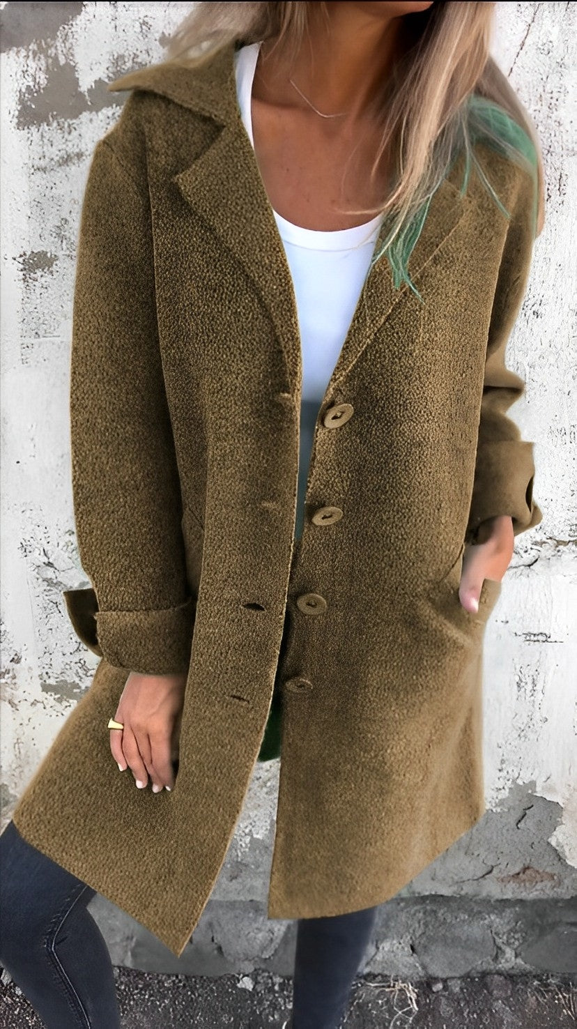 Women - Long Coat - Loose Fit with Pockets - Stylish and Comfortable Outerwear