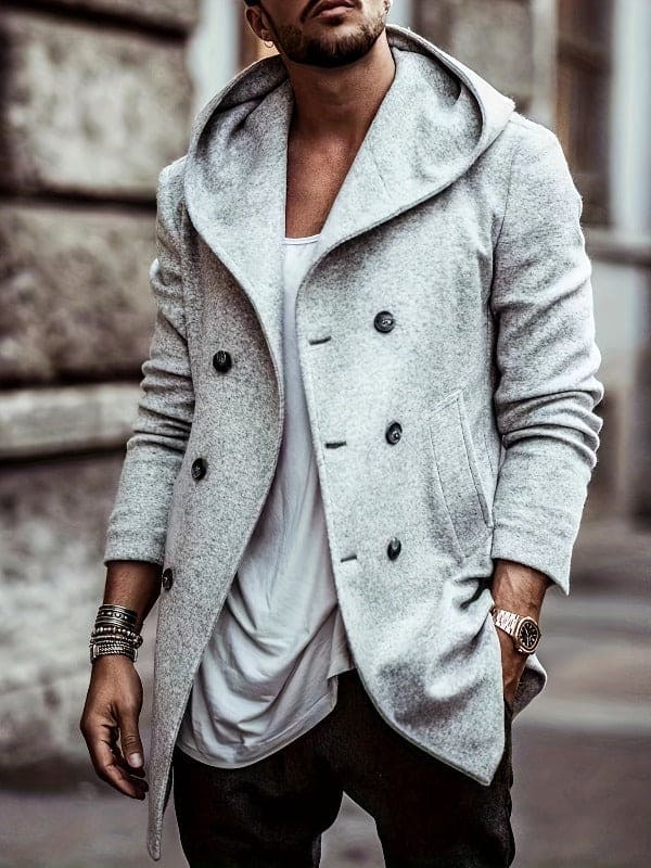 Jacket with hood and long sleeves