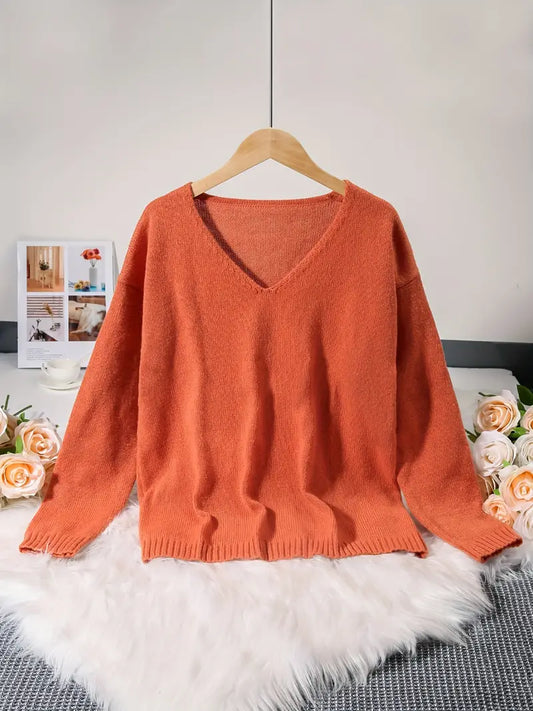 Knitted jumper with V-neck