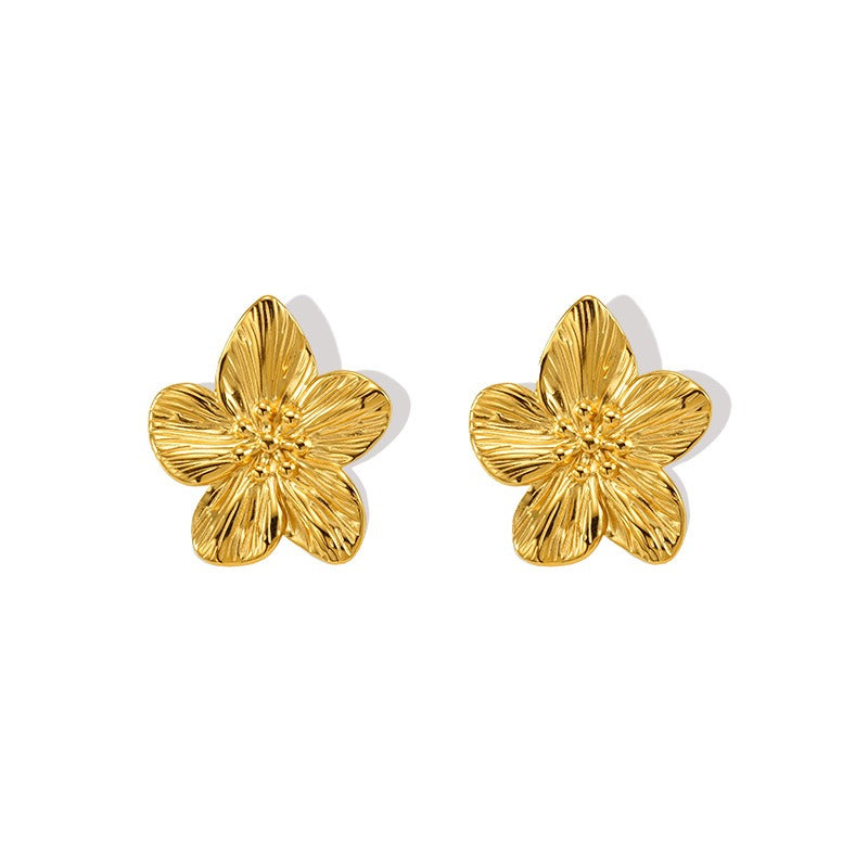 Women's - Timeless Golden Flower Stud Earrings - Elegant Design - Perfect Accessory for Any Occasion