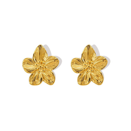 Women's - Timeless Golden Flower Stud Earrings - Elegant Design - Perfect Accessory for Any Occasion