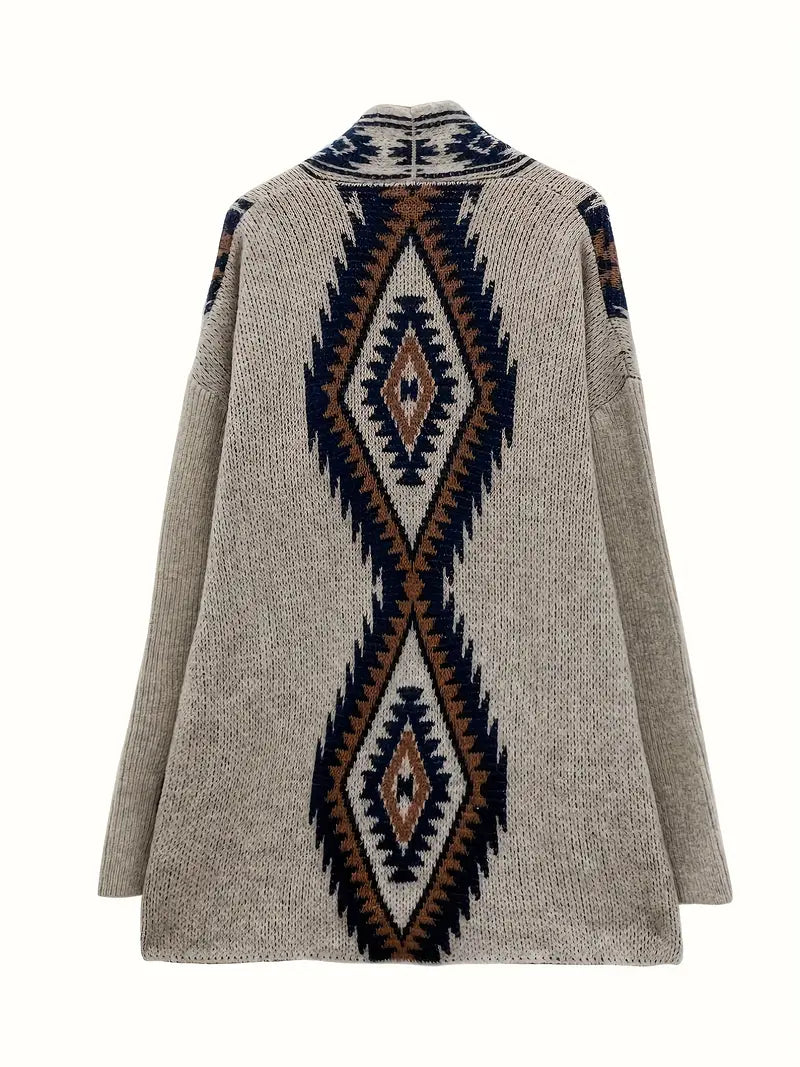 Cardigan with ethnic print