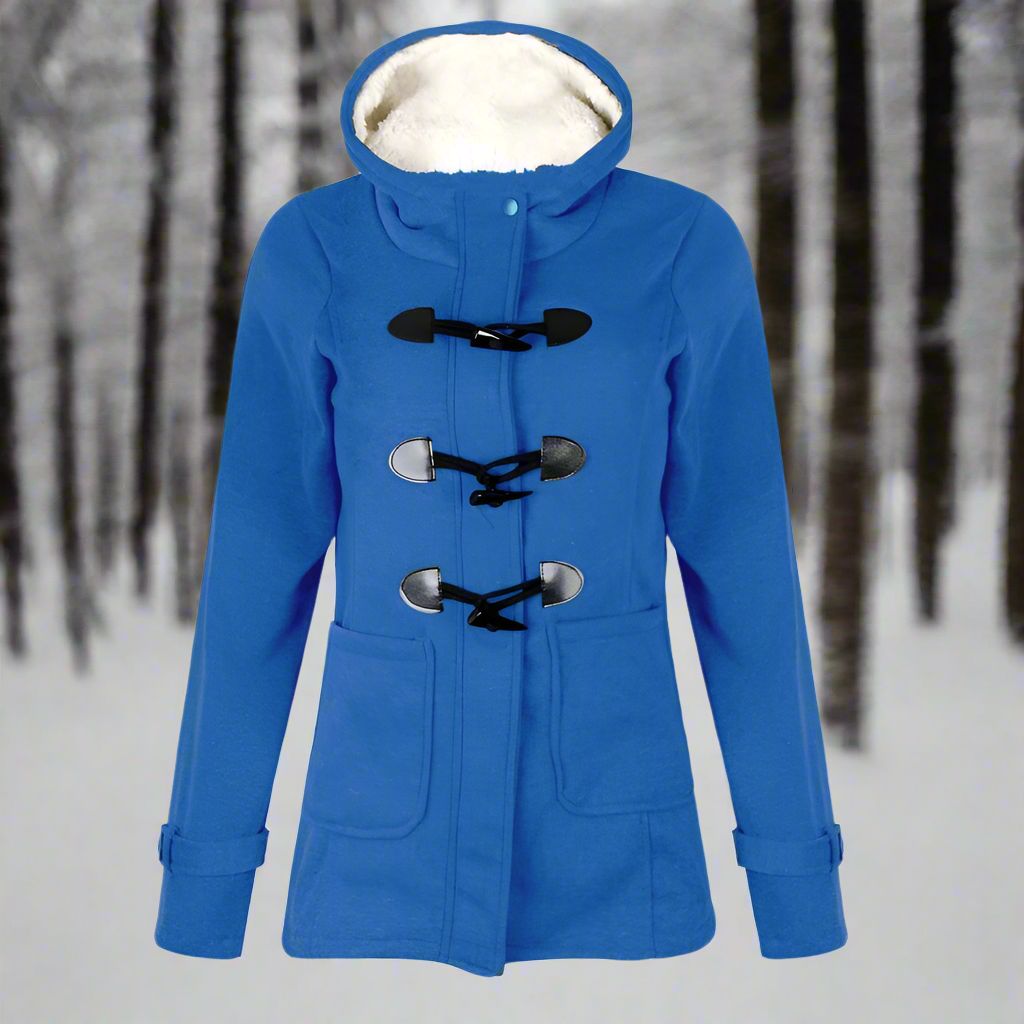 Women - Long Winter Trench Coat - Hooded & Warm - Stylish Outerwear for Cold Weather