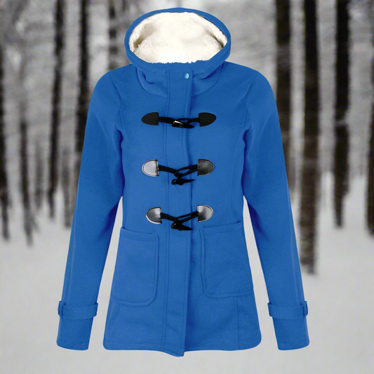 Women - Long Winter Trench Coat - Hooded & Warm - Stylish Outerwear for Cold Weather