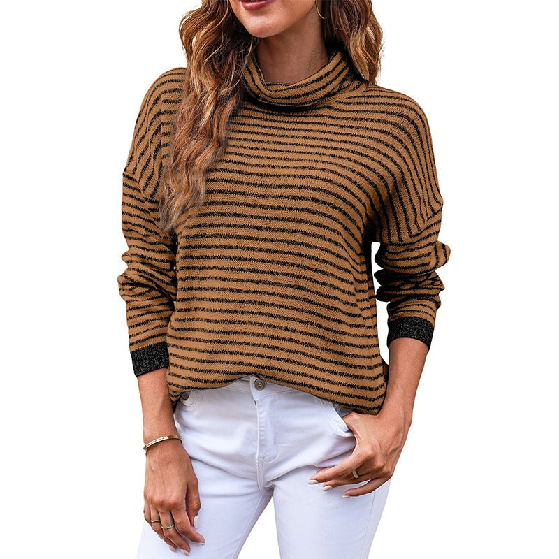 Women - Casual Jumper - Striped Knit Design - Comfortable Everyday Sweater