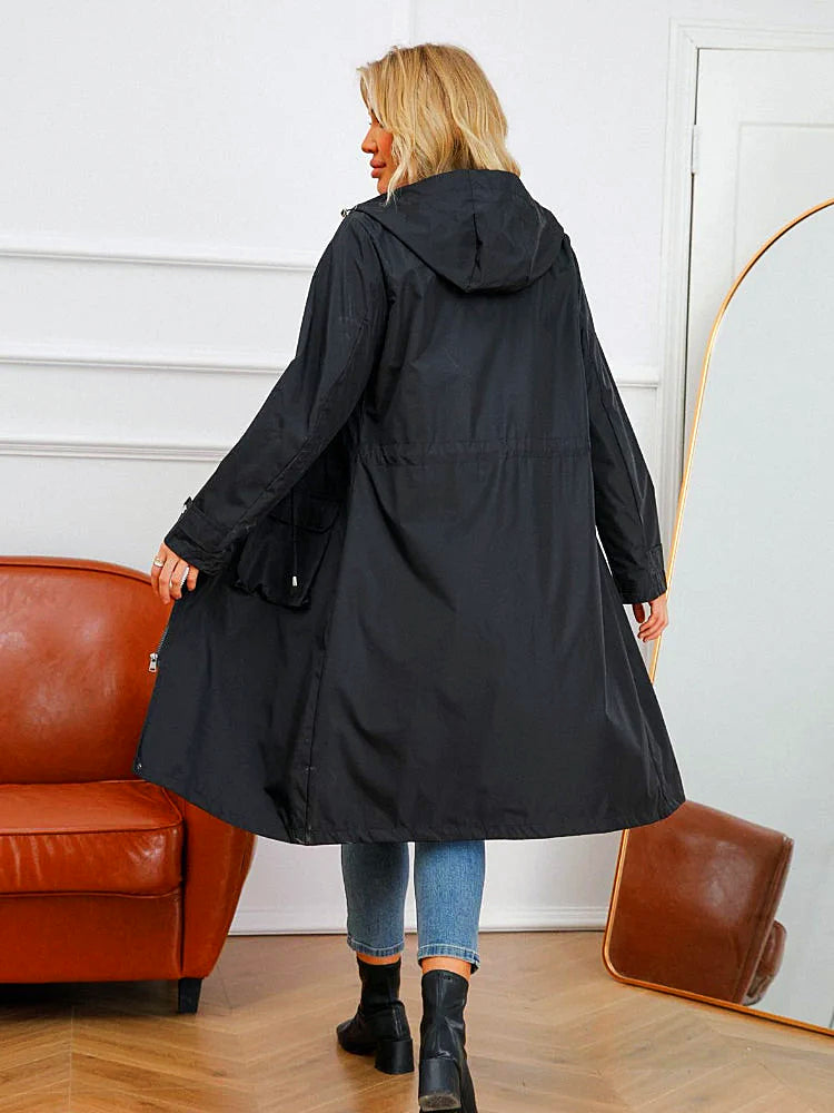 Women - Waterproof Hooded Coat - Stylish & Functional Design - Rainy Day Essential