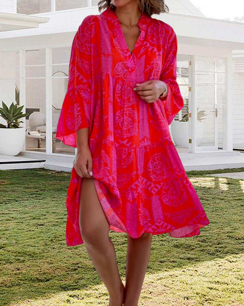 Comfortable Dress With 3/4 Sleeves