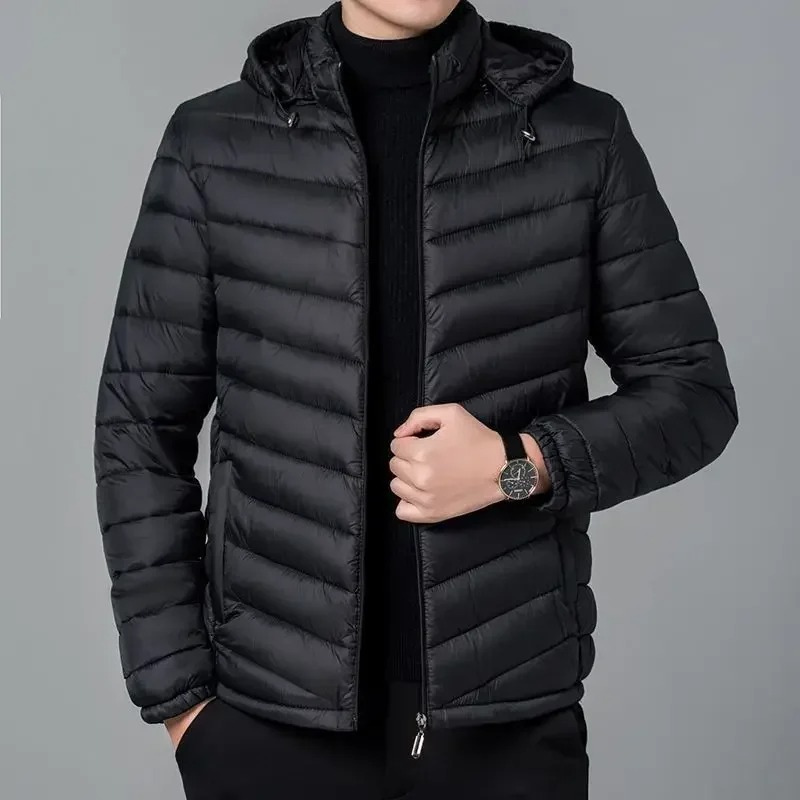 Men's weatherproof puffer jacket with hood and zip