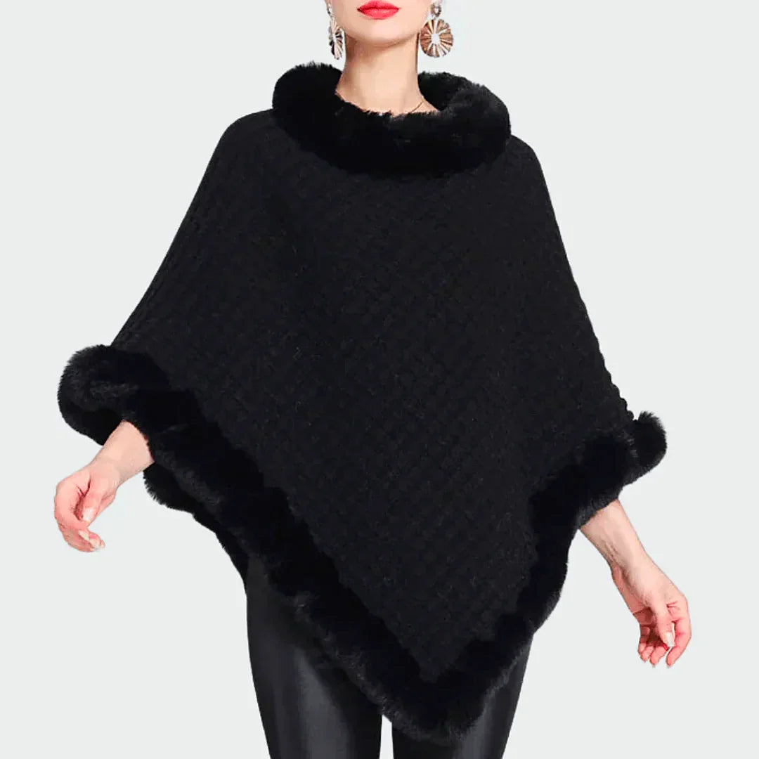 Women - Turtleneck Poncho - Cozy Knit Fabric - Stylish & Versatile Layering Essential