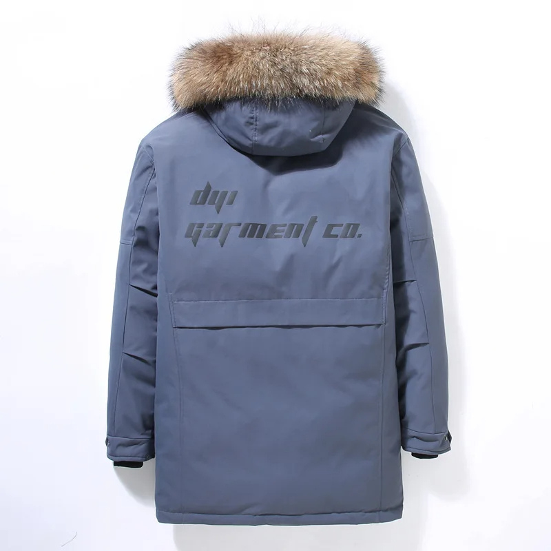 Men's parka winter jacket with detachable fur collar and hood