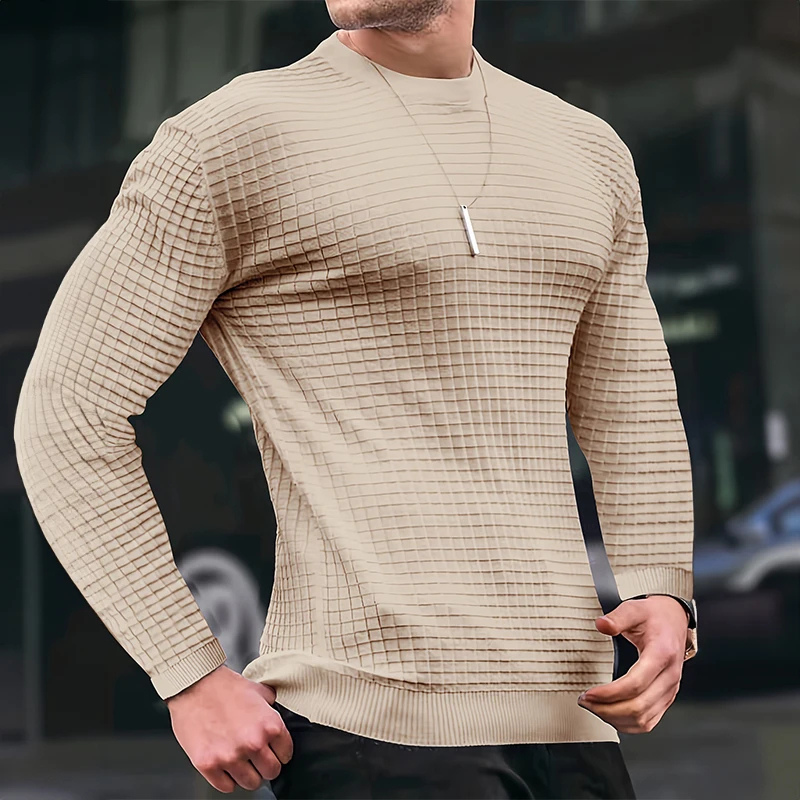 Men's with structure, round neck slim fit jumper