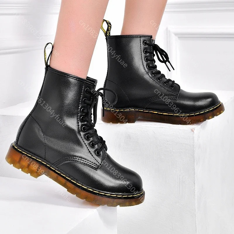 Boots with robust rubber soles and classic lacing