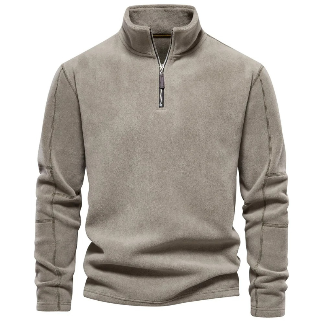 Comfortable fleece pullover with zip and stand-up collar