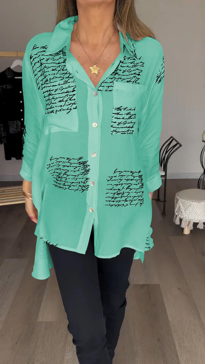 Lapel shirt with letter print