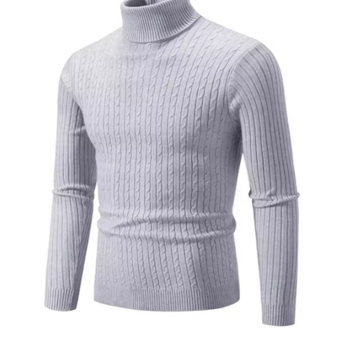 Stylish turtleneck jumper with cable knit pattern