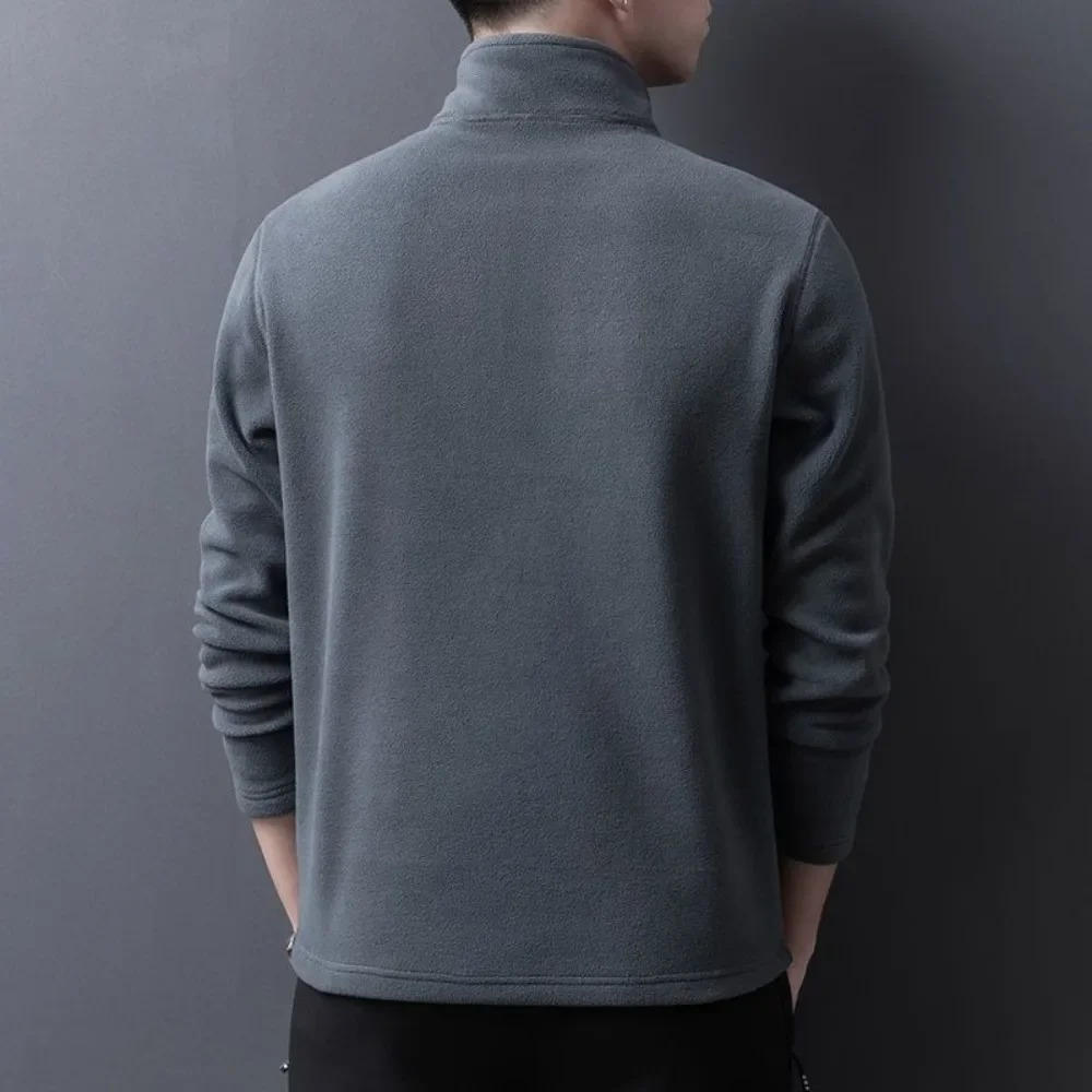 Classic fleece pullover with zip and stand-up collar