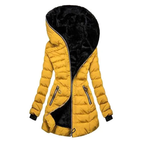 Thick winter jacket with hood and zip pockets - Warm and stylish