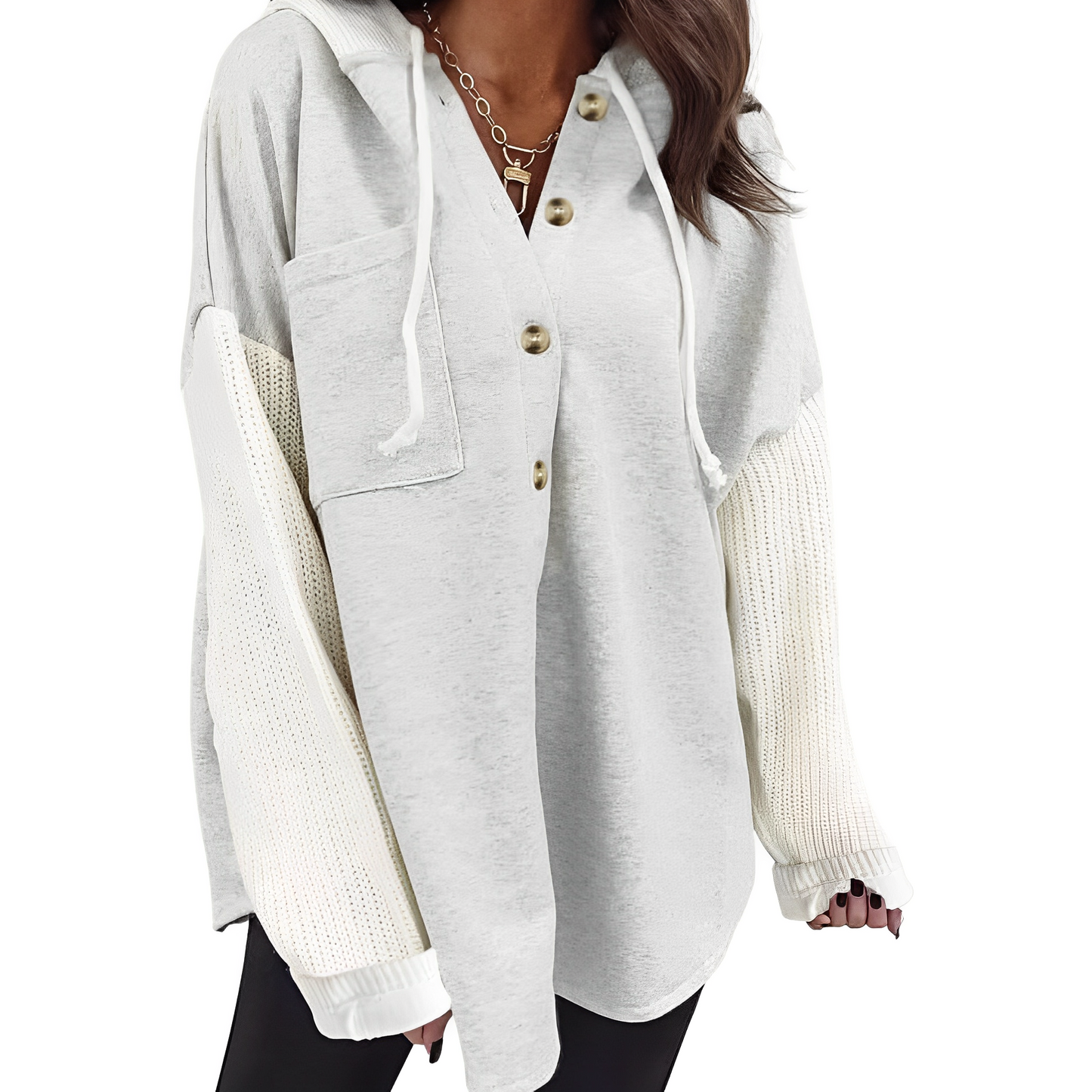 Women - Hoodie - Soft & Comfortable with Buttons - Stylish Casual Wear