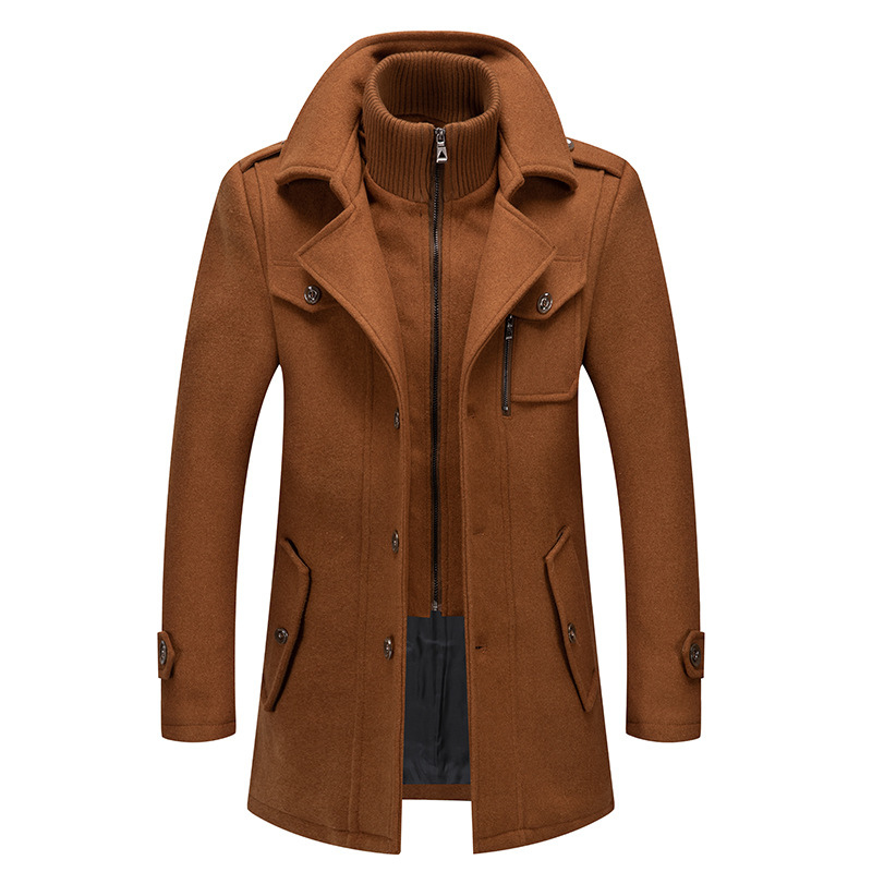 Functional wool coat with zip and pockets