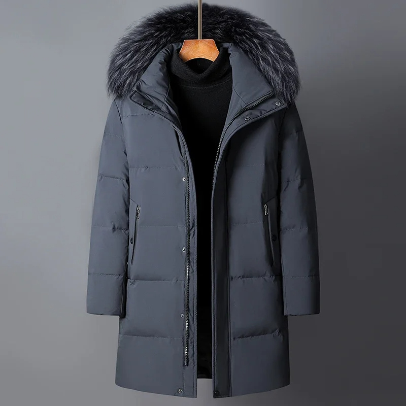 Men's parka winter jacket with fur hood and zips