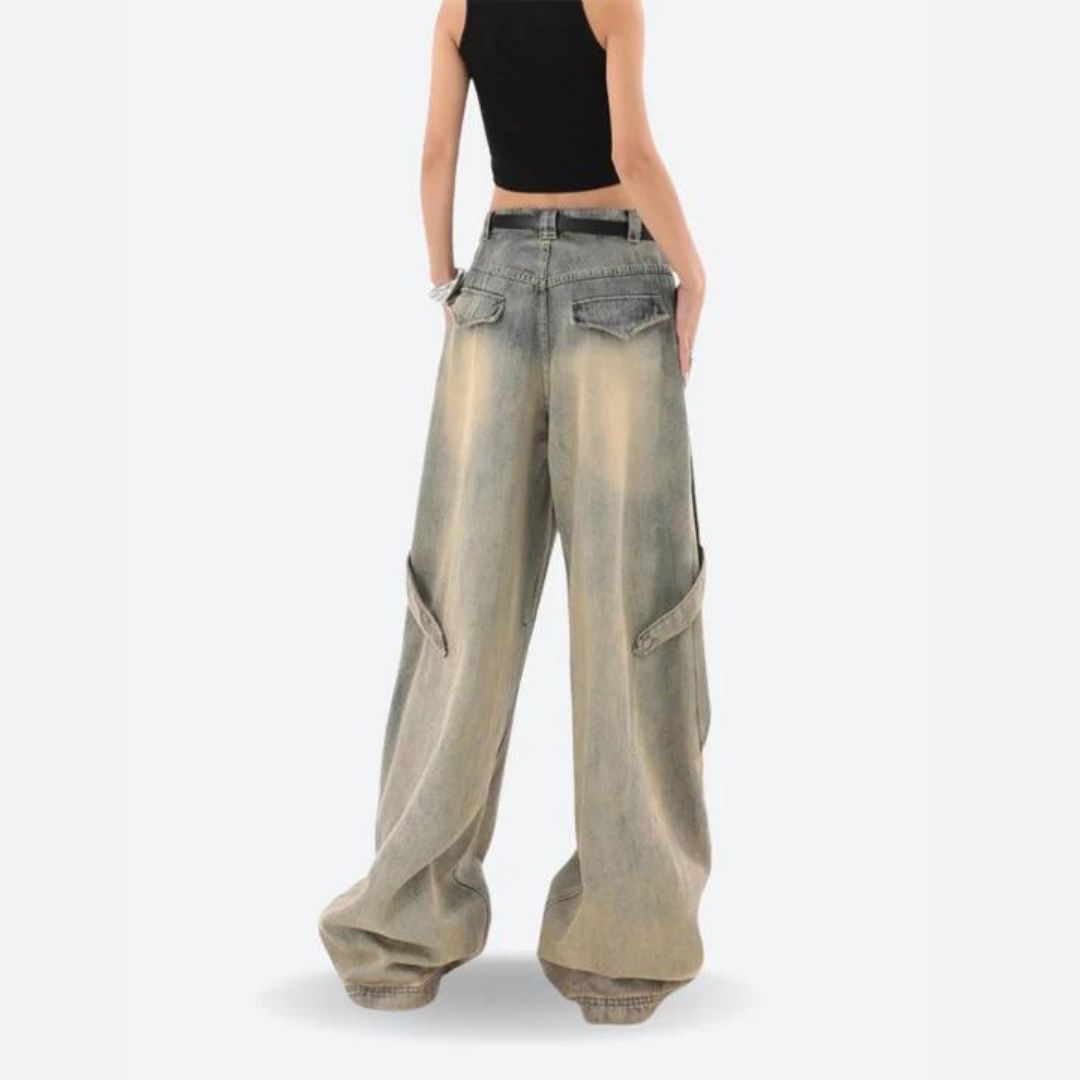 Layered wide-leg skater jeans