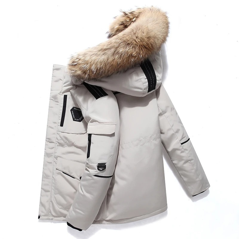 Winter Jacket With Detachable Fur Collar And Several Pockets