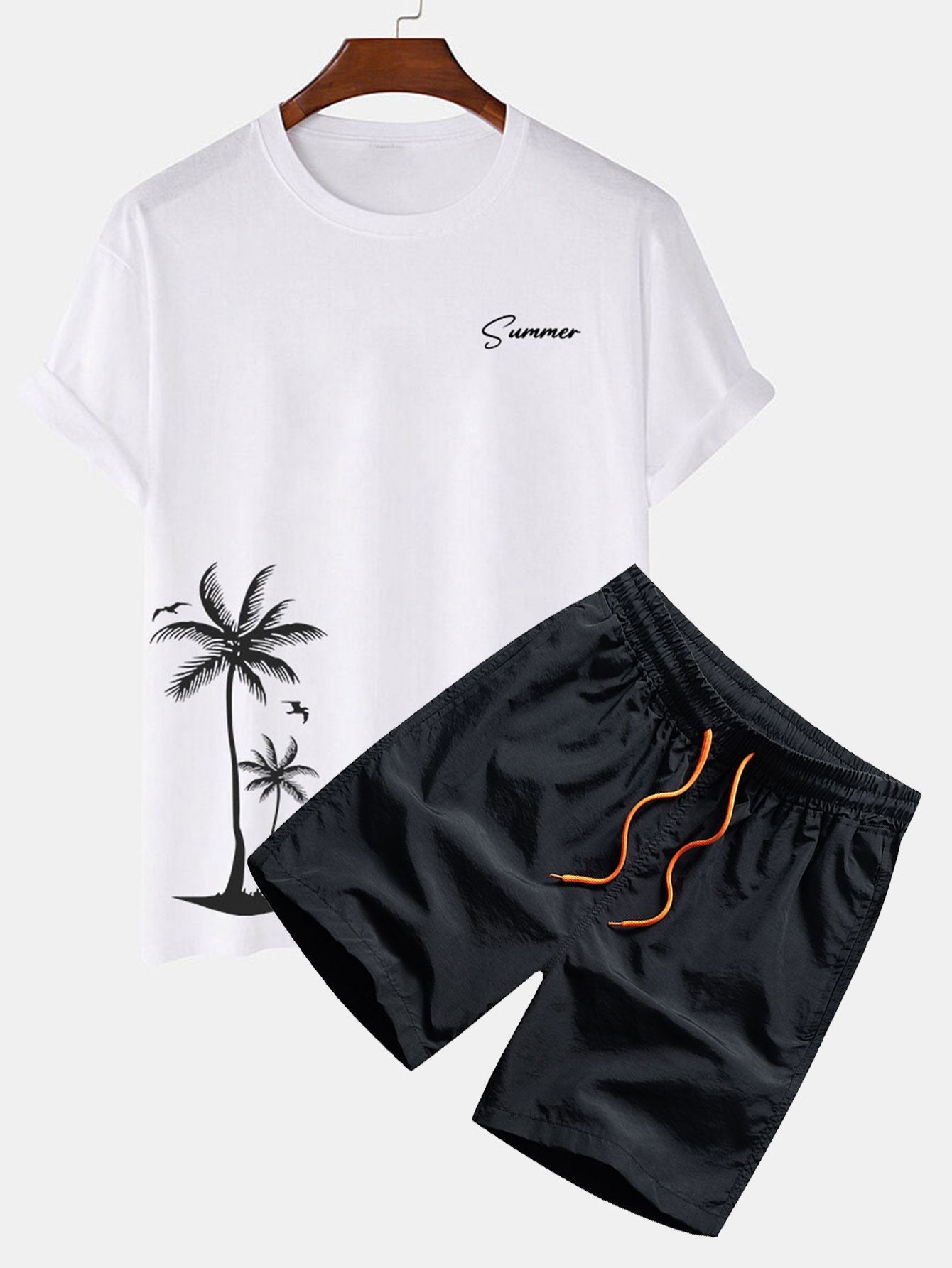 Summer Palm Tree Print T-Shirt & Swim Shorts