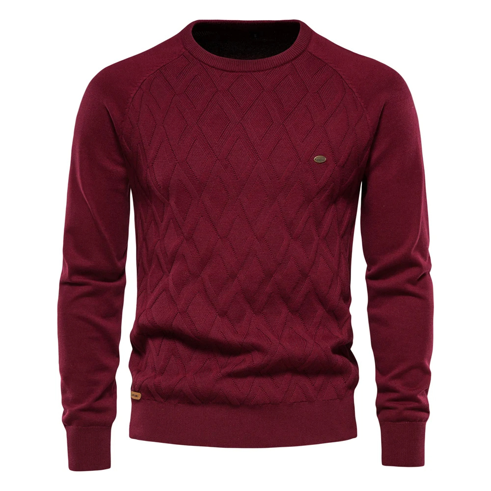 Structured round neck men's jumper for an elegant appearance