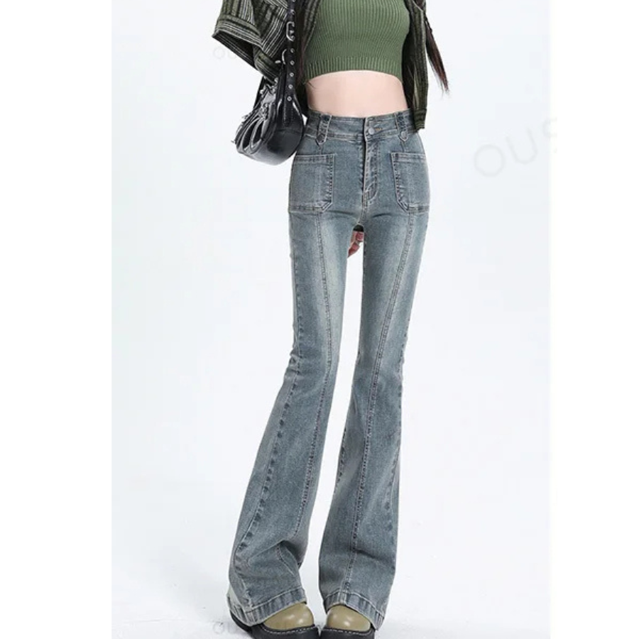 Casual Women's Flared Trousers with Slim Fit Design