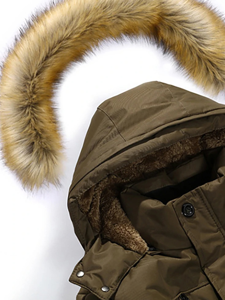 Winter jacket with fur hood and fleece lining