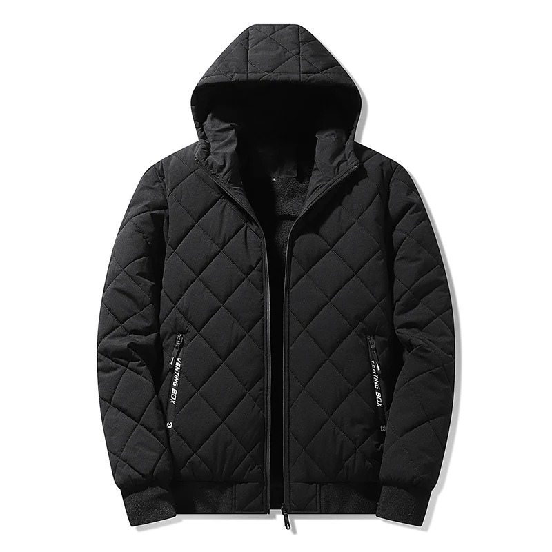 Men's puffer jacket with quilted pattern and side pockets