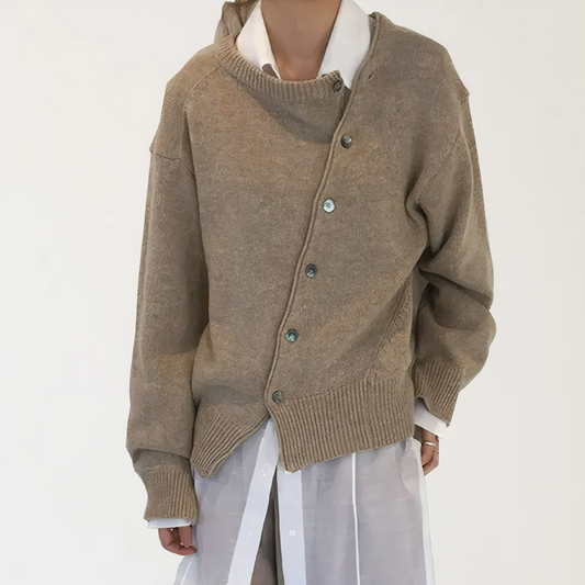 Cashmere wrap jacket with playful button details