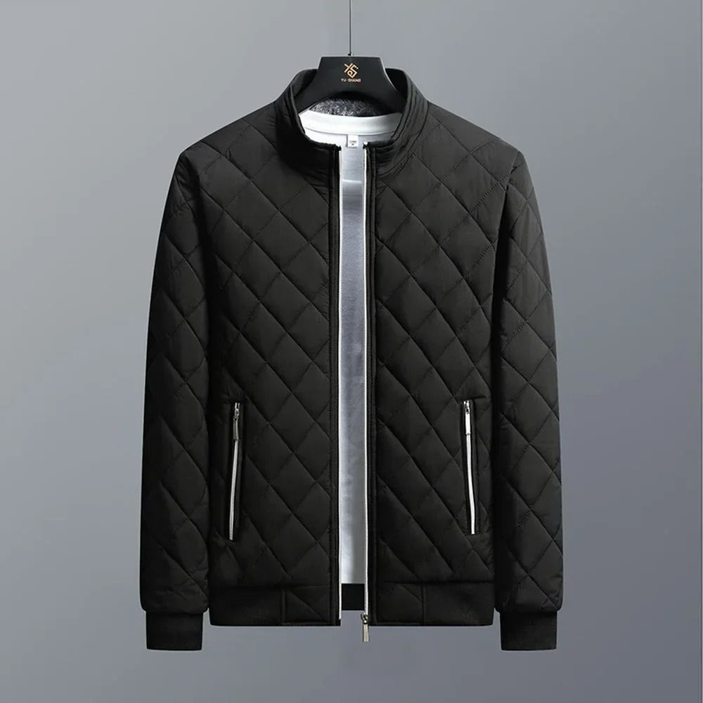 Men's quilted transition jacket with fleece lining