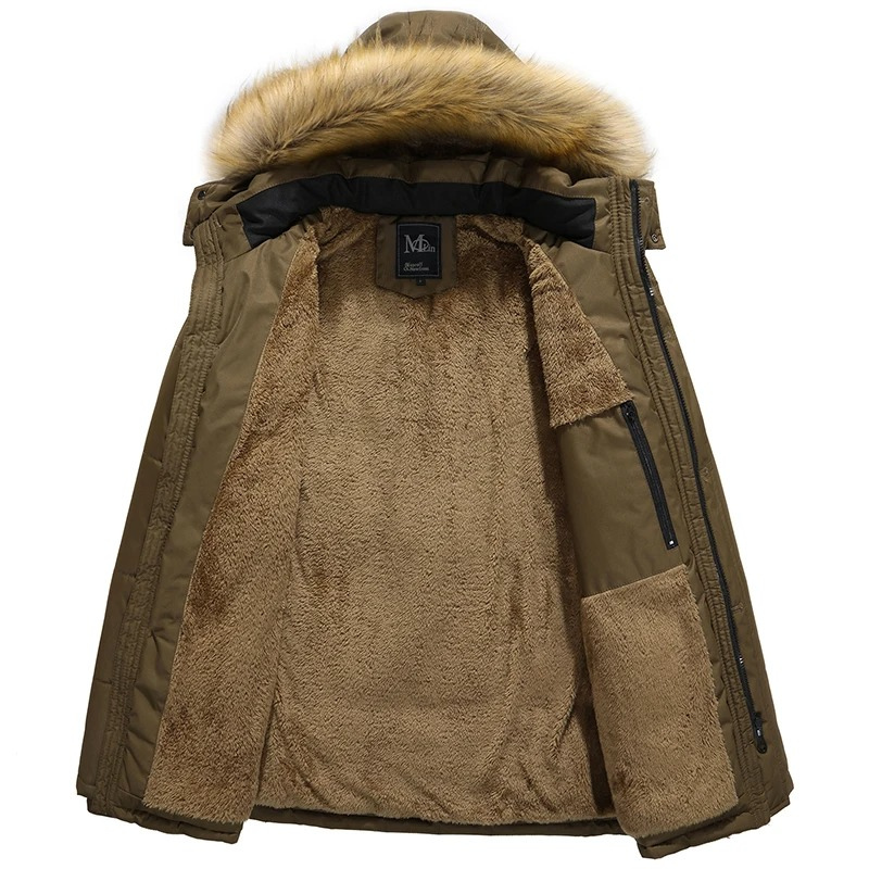 Men's Parka Winter Jacket With Warm Lining And Detachable Fur Collar