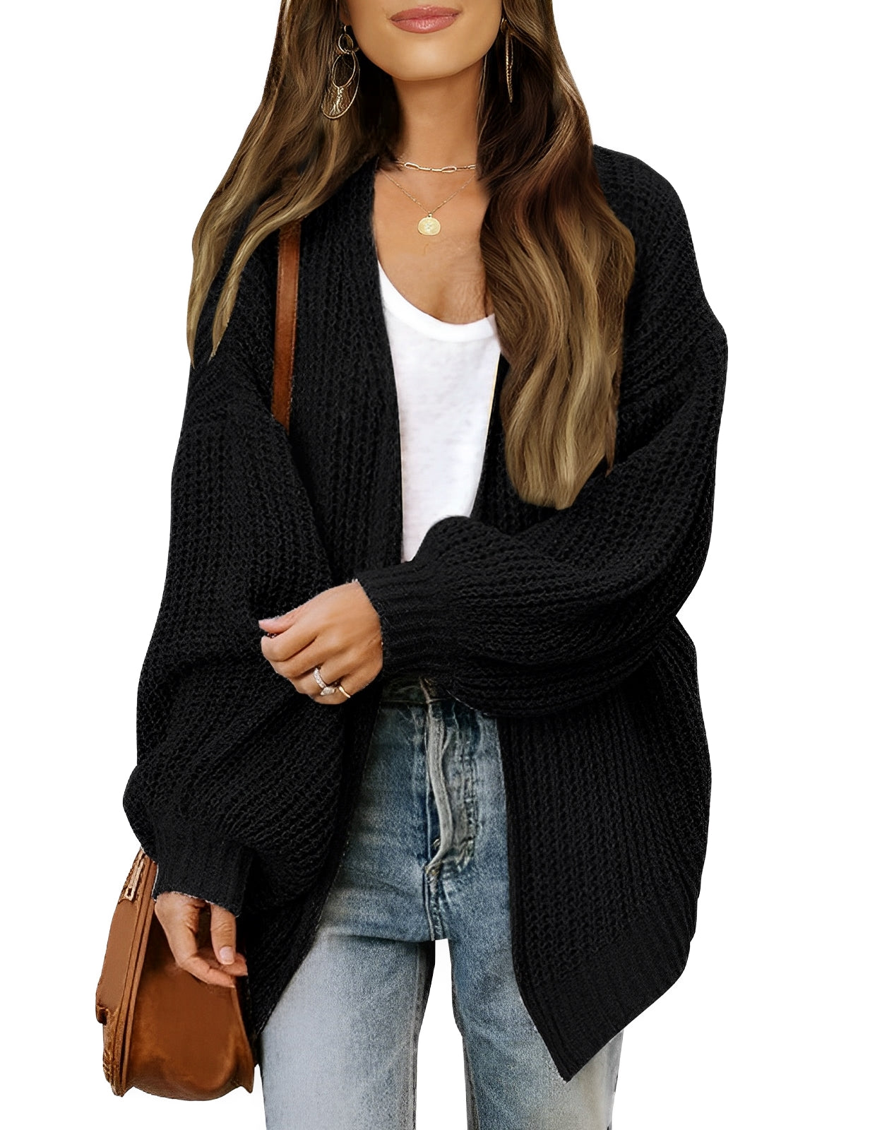 Women - Jumper - Cozy Knit with Lantern Sleeves - Stylish Casual Sweater for All Seasons